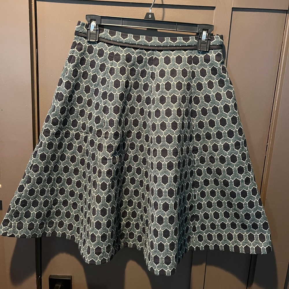 Ellen Eisemann Green And Black Print Skirt Small New